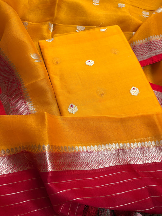 Yellow kora kadhwa suit set