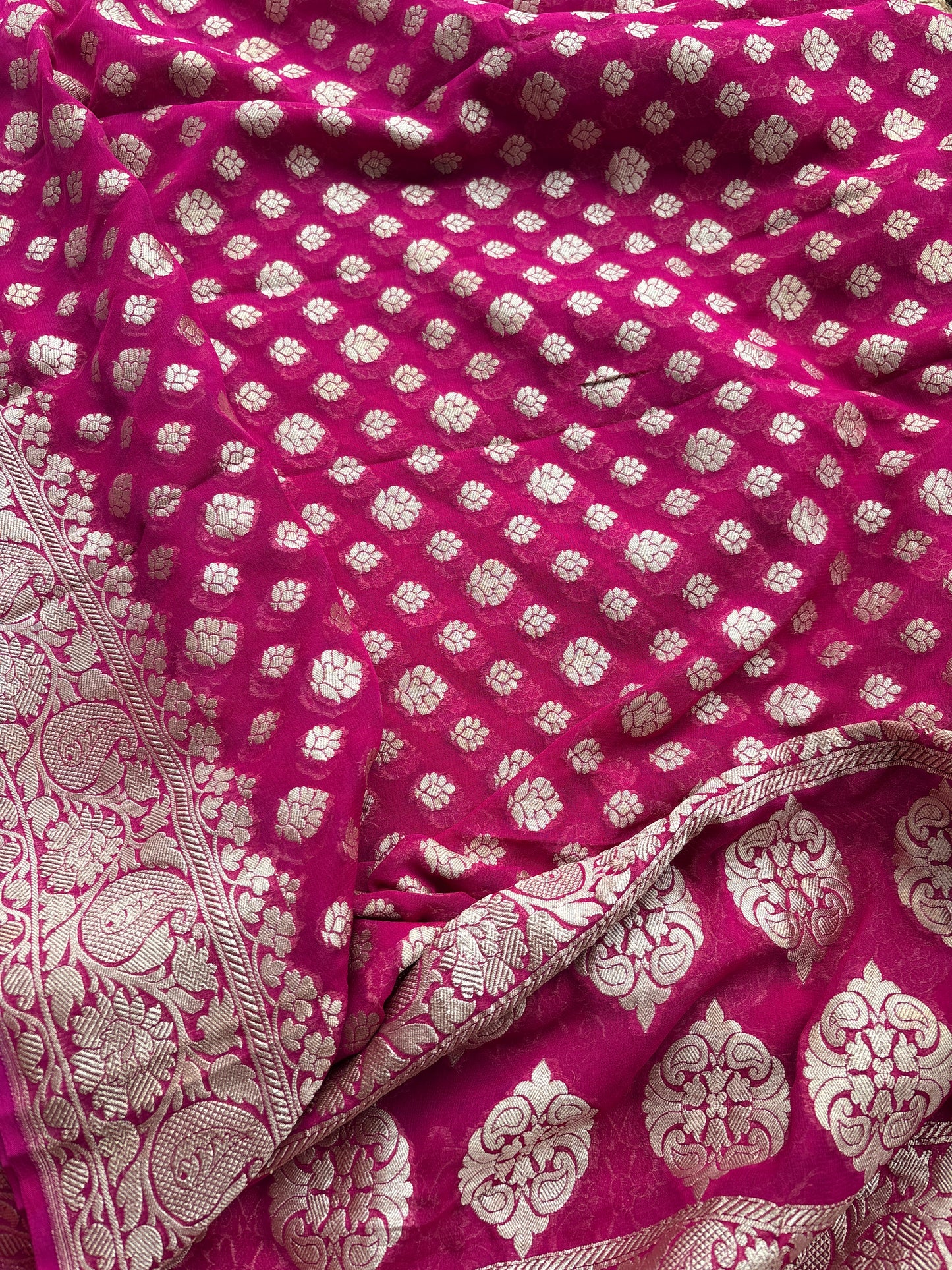 Pink mango silk kurta , bottom and georgette dupatta