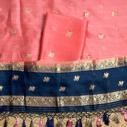Peach kora silk shaded suit set