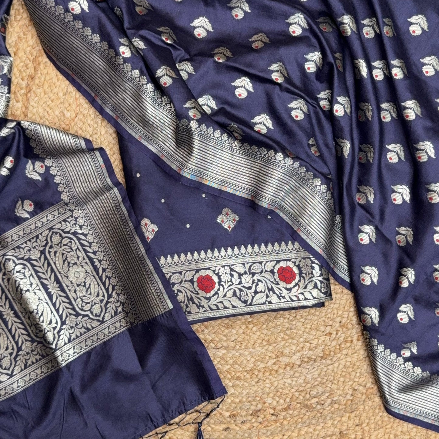 Blue mulberry silk suit set