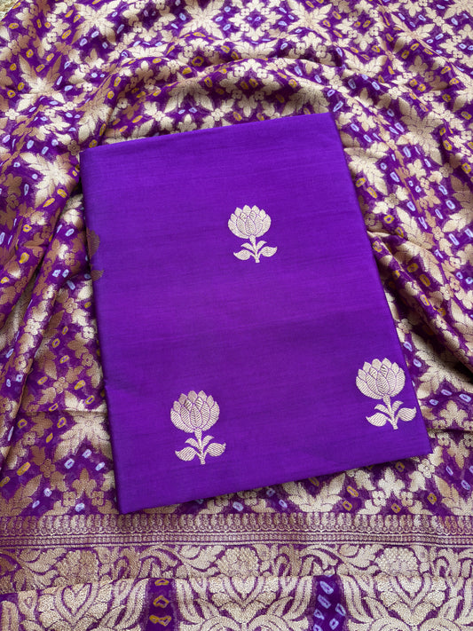 Purple Chiniya kurta , bottom khaadi bandhani dupatta