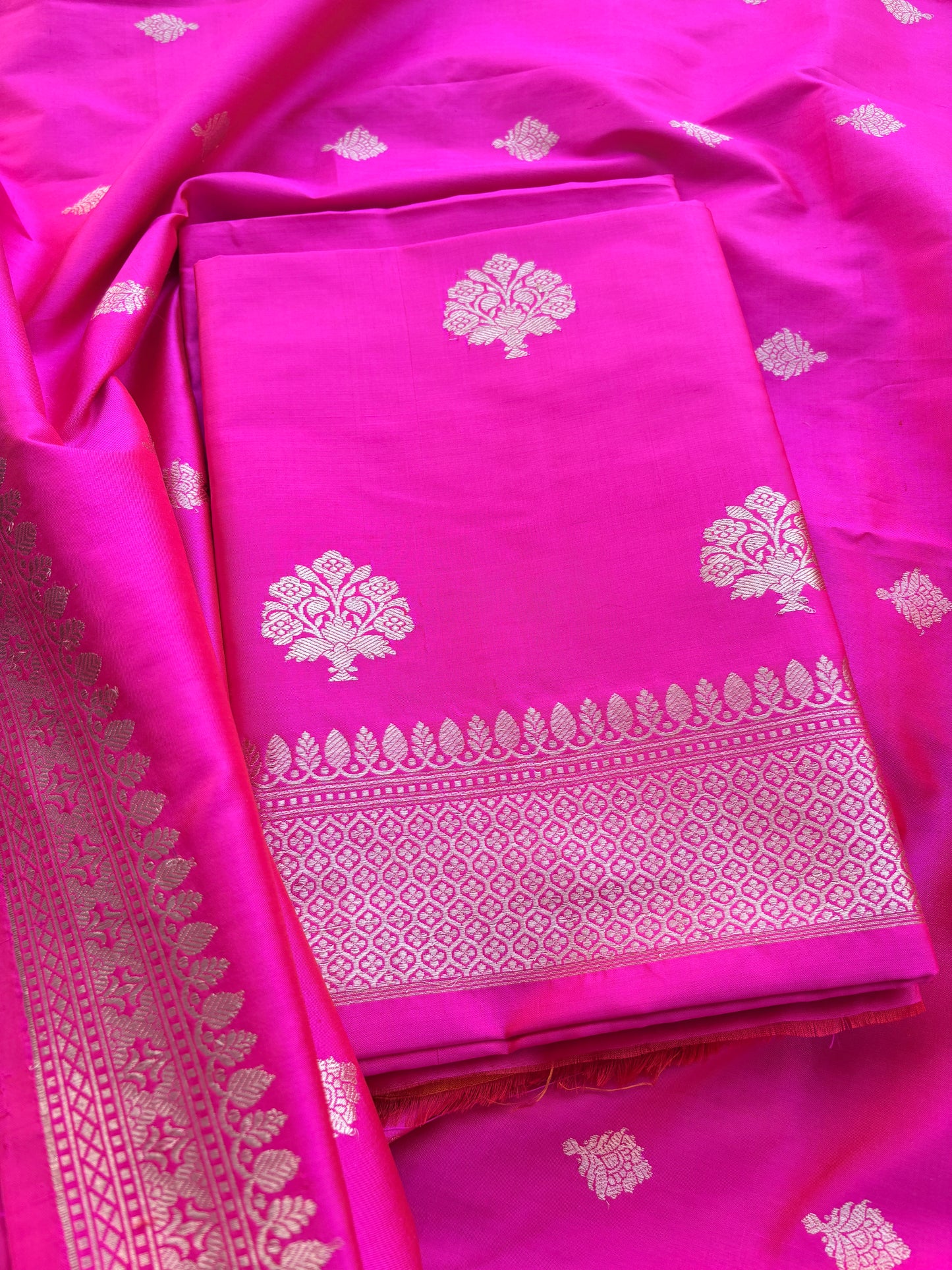 Pink katan by Katan silk kadhwa suit set