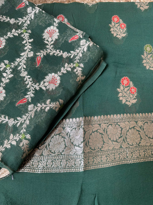 Green chiffon Meenakari full Jaal 2 piece suit