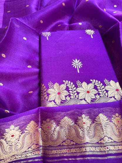 Purple Chiniya kadhwa silk suit set