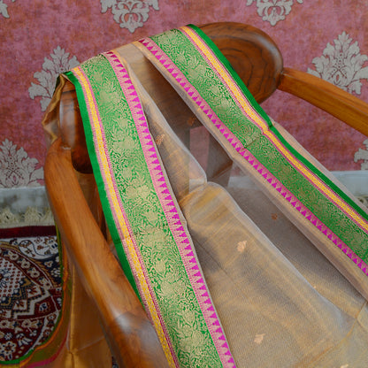 Golden kora tissue kadhwa dupatta