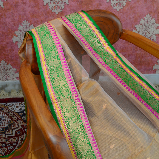 Golden kora tissue kadhwa dupatta