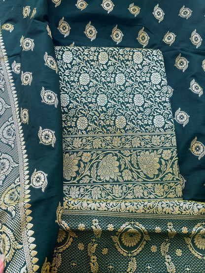 Green brocade premium silk suit