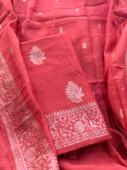 Rust moonga silk 3 piece suit set