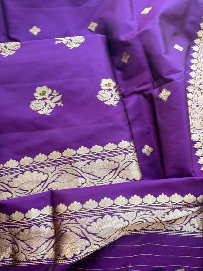 Purple katan by katan silk meenadar suit set