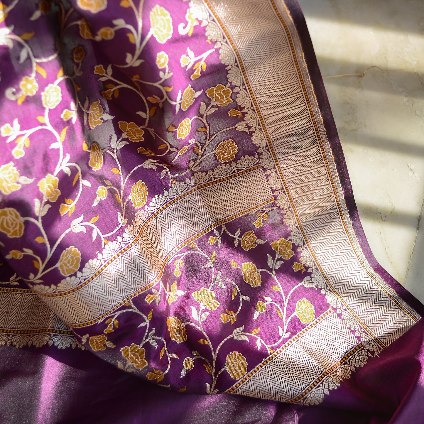 Purple katan silk dupatta