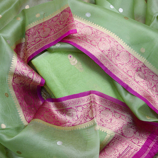 Green Kadhwa suit with shaded  dupatta