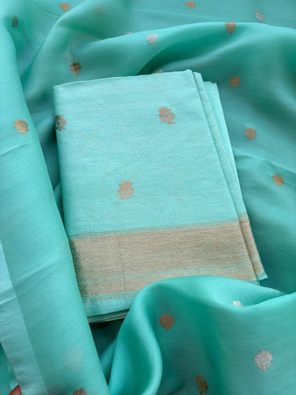 Green linen silk suit set