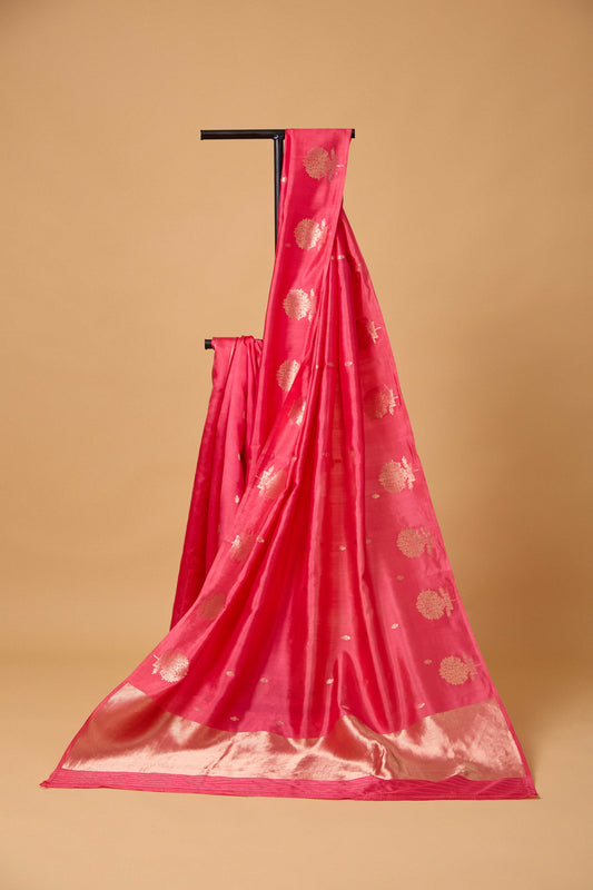 Pink Mango Silk Kadhwa Saree