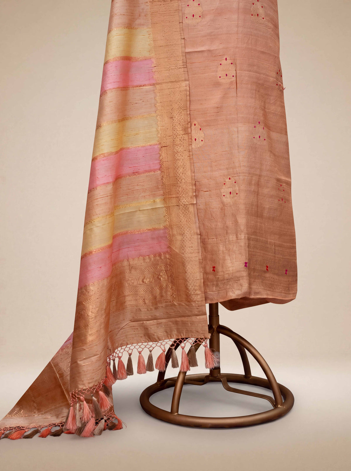 Beige Nude raw silk suit set