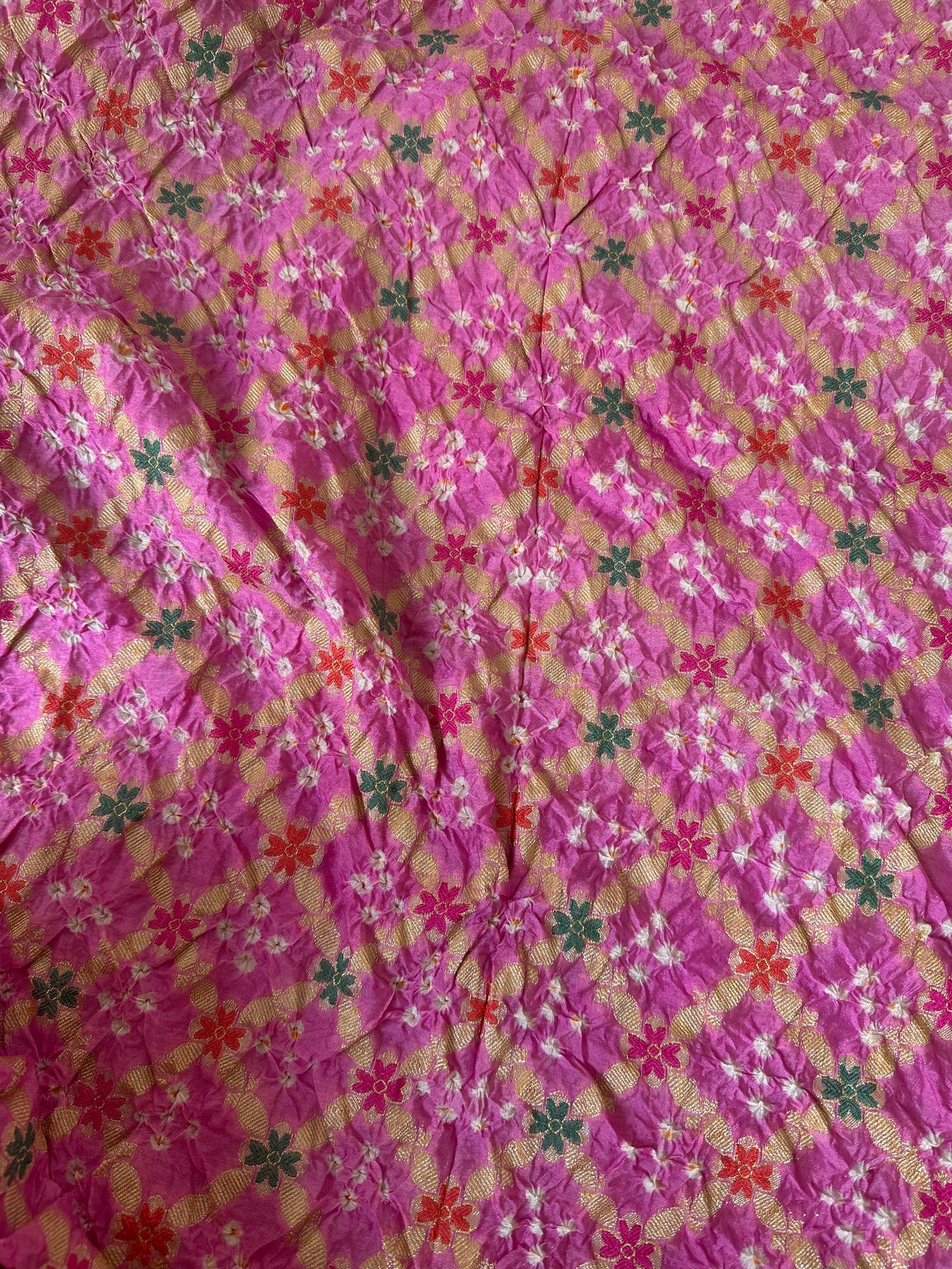 Pink cotton chiniya bandhani suit