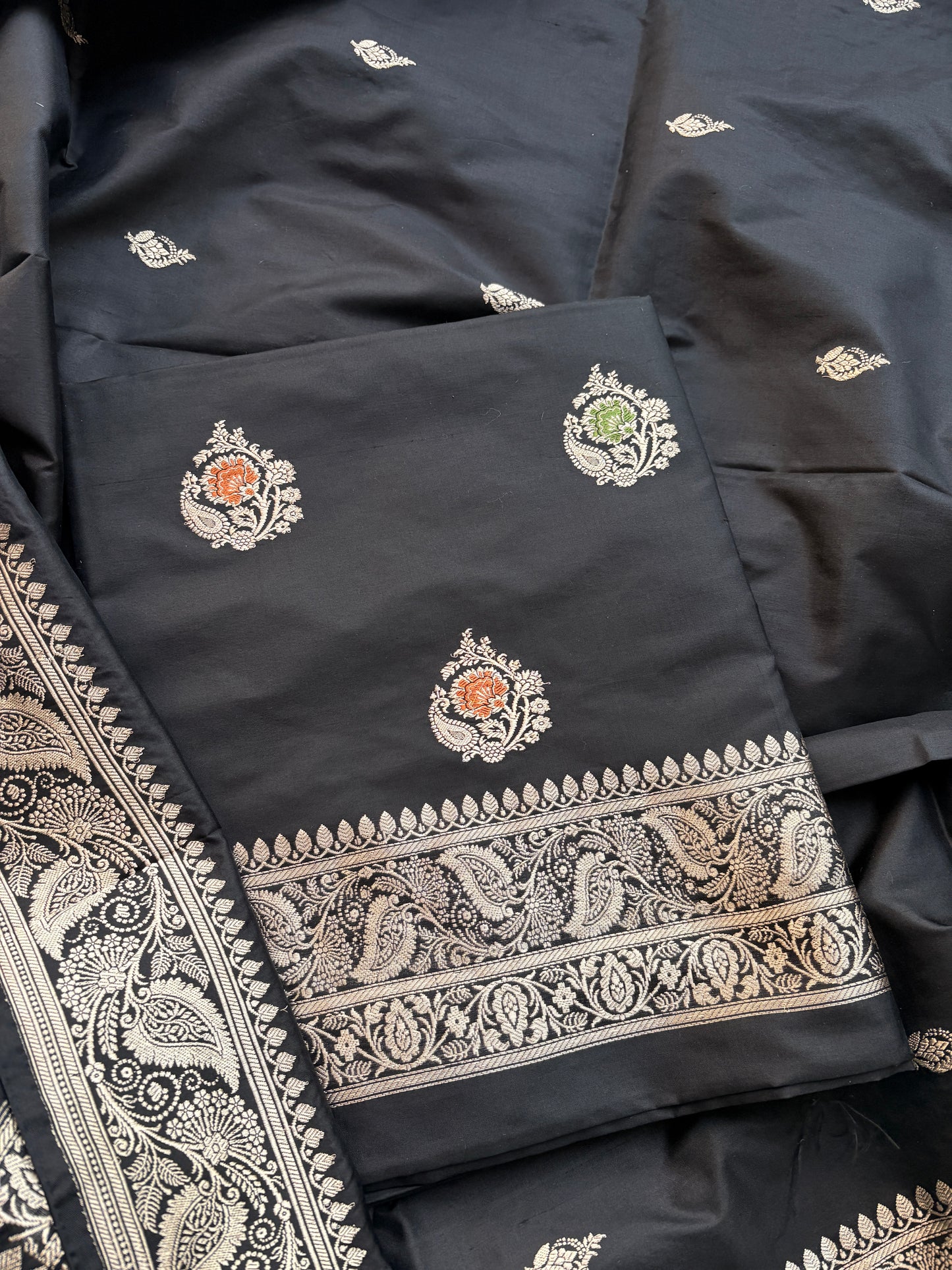 Black Katan by katan silk meenadar suit set