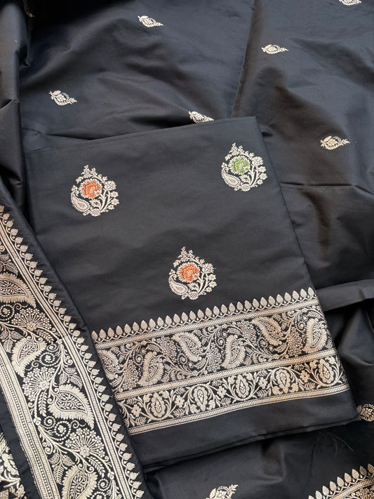 Black Katan by katan silk meenadar suit set