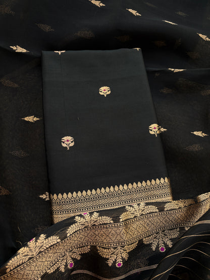 Black Chiniya kora suit set