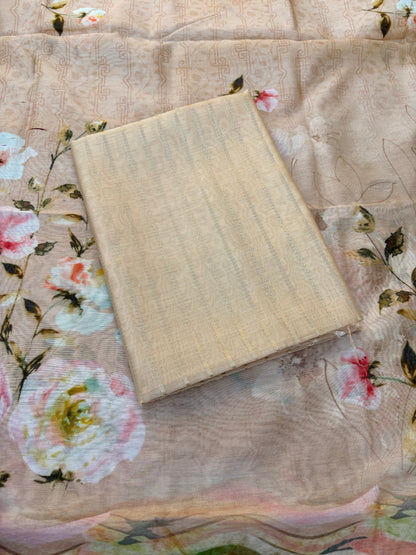 Pure mul Chanderi silk 3 piece suit set