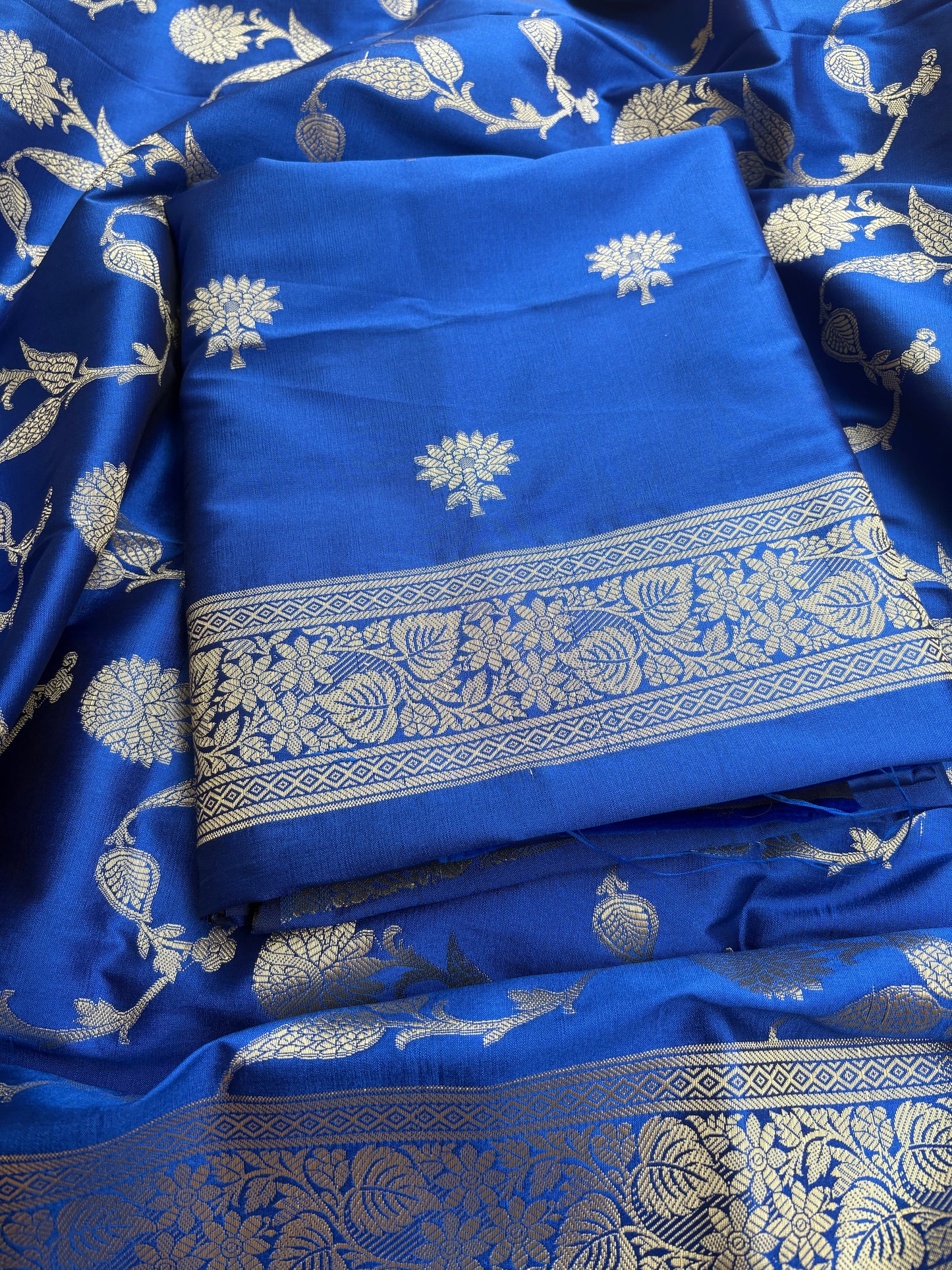 Blue premium silk 3 piece suit set