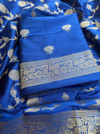 Blue premium silk 3 piece suit set