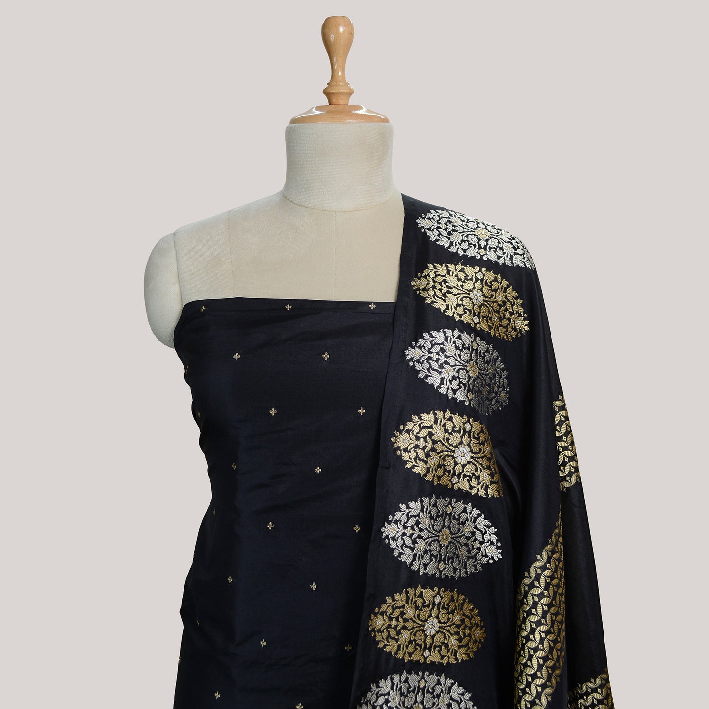 Black Katan by katan silk kadhwa suit set