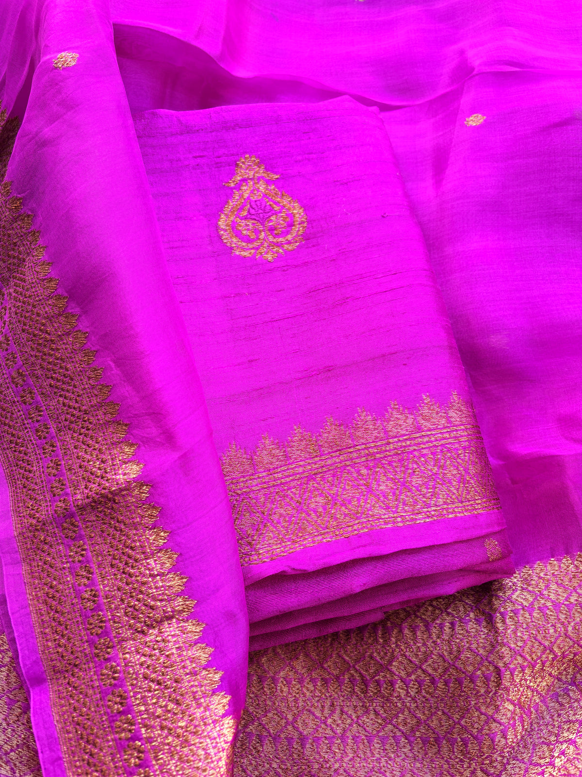 Purple meenadar tussar  silk suit set