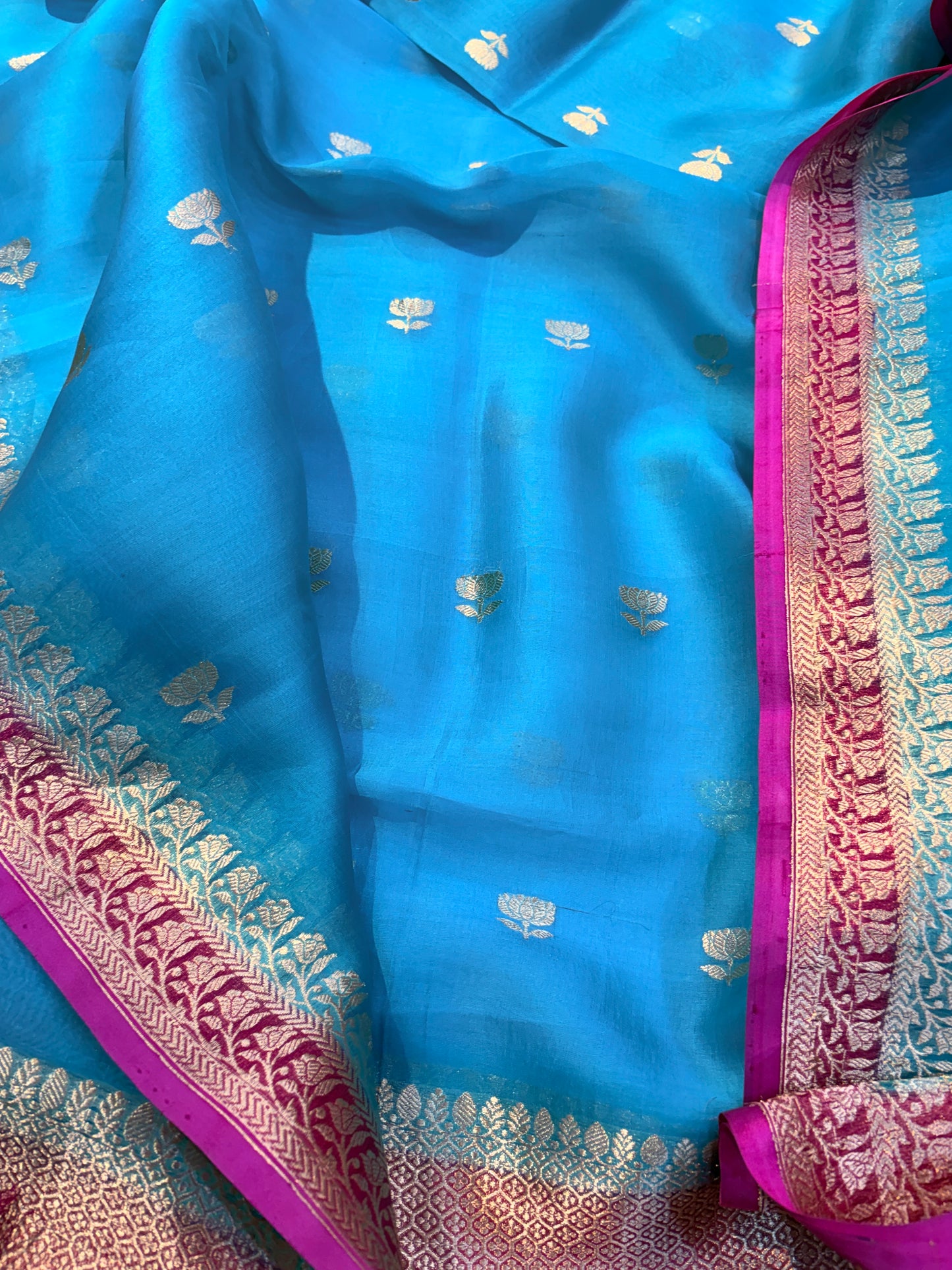 Pink kora silk suit with chaap dye dupatta ( FM -05)