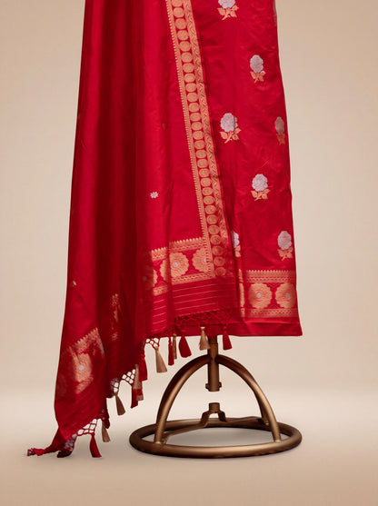 Red katan by Katan  silk suit set