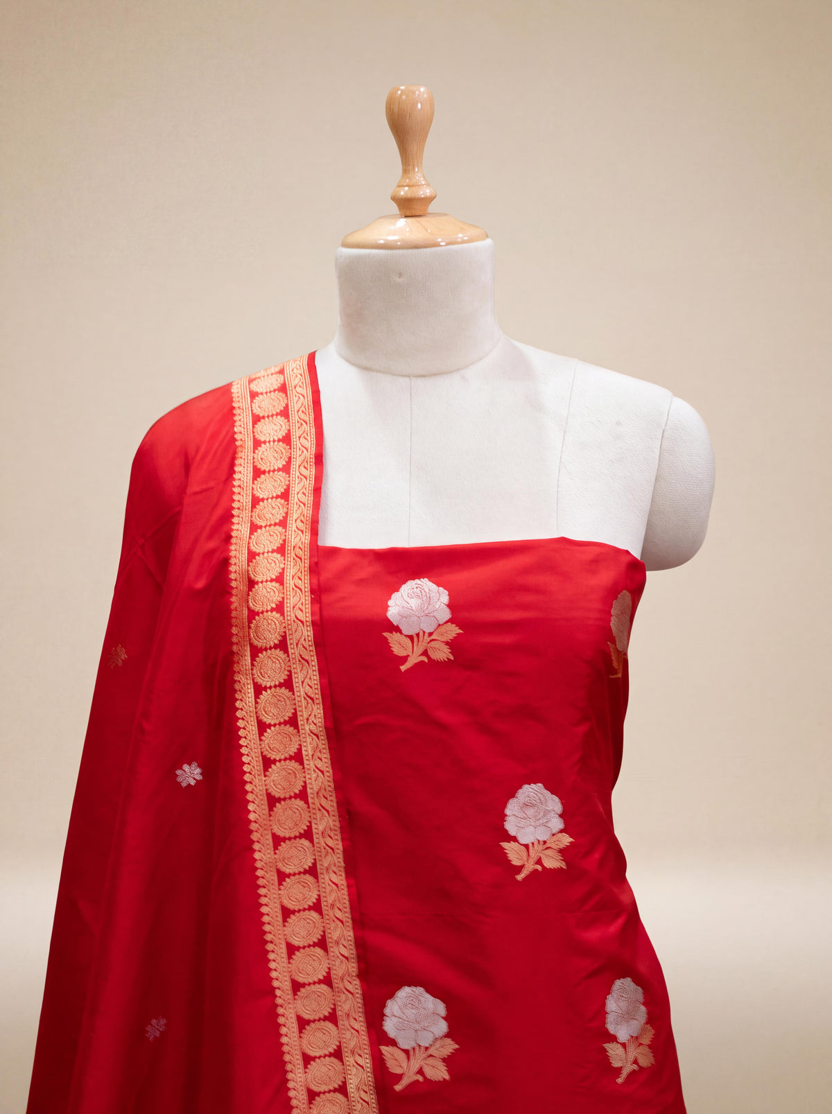 Red katan by Katan  silk suit set