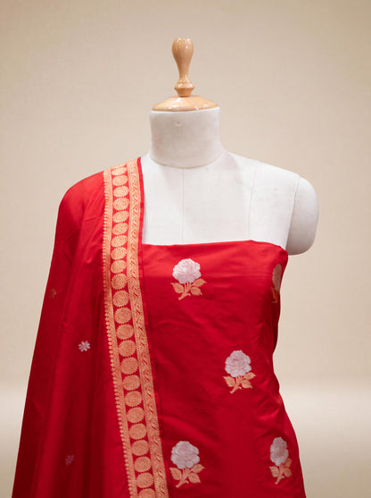 Red katan by Katan  silk suit set