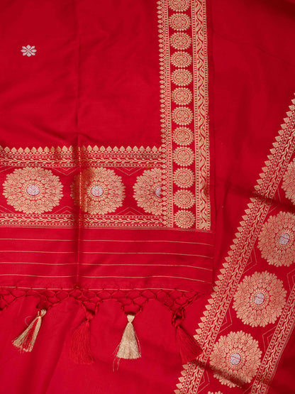 Red katan by Katan  silk suit set