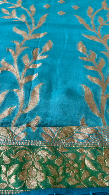 Turq handloom khaddi georgette dupatta