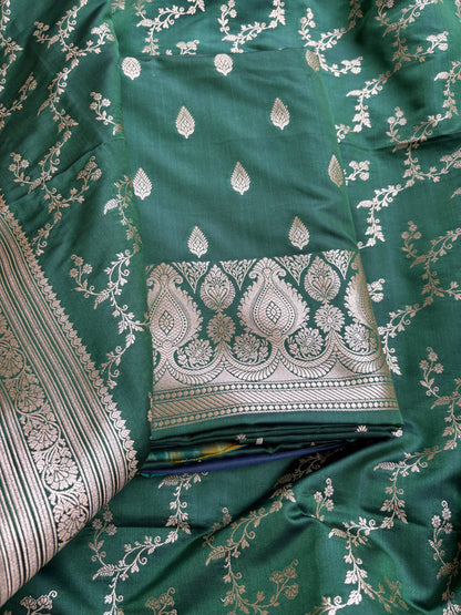 Green mashru silk suit set