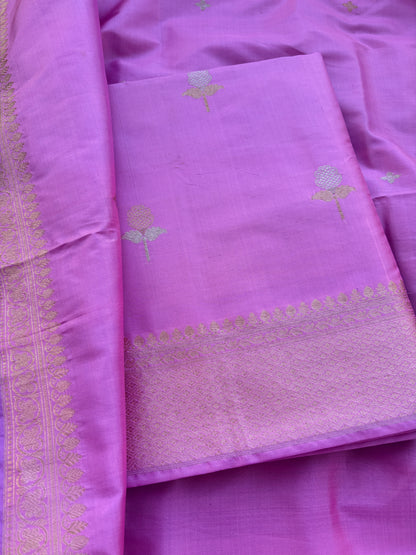 Lavender katan by katan silk kadhwa suit set