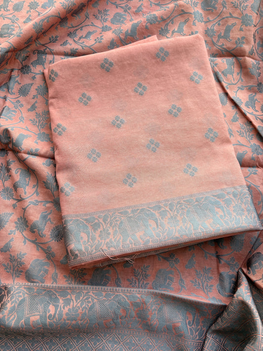 Peach weaving shikargah suit set