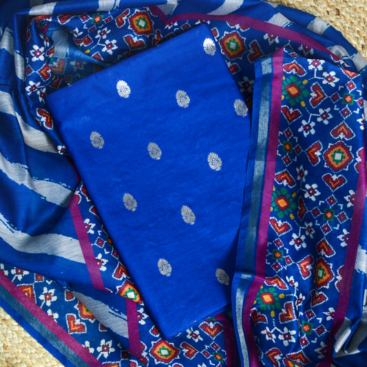 Blue Chanderi silk , Patola printed  dupatta