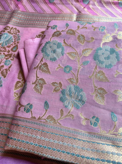 Mauve exclusive Resham zari weaving chanderi suit.