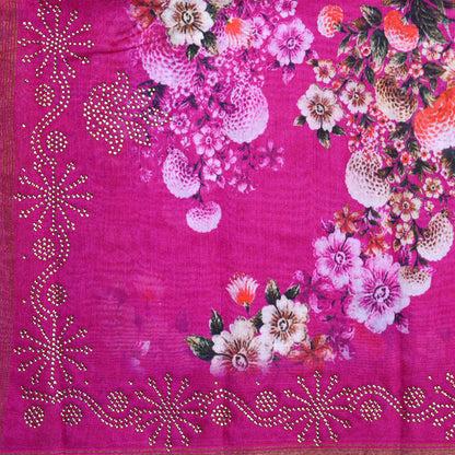 Pink Swarovski work Chanderi silk suit set