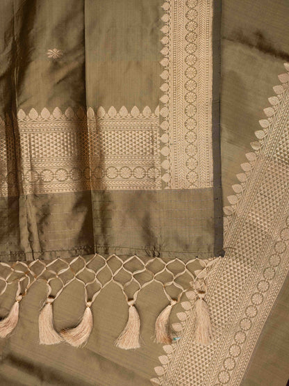 Brown beige Katan silk suit set