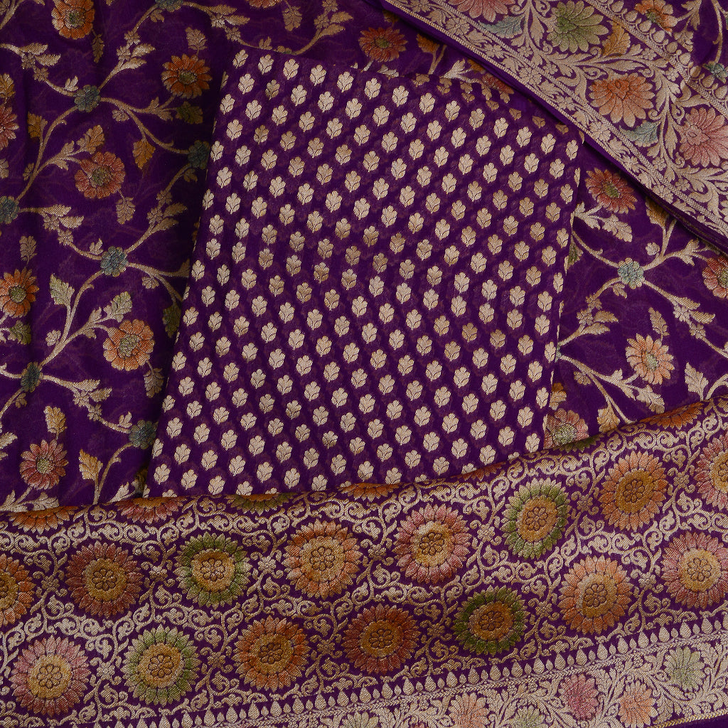 Purple Khaddi georgette suit set
