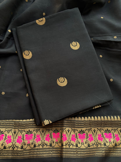 Black Chiniya silk chand tara suit set
