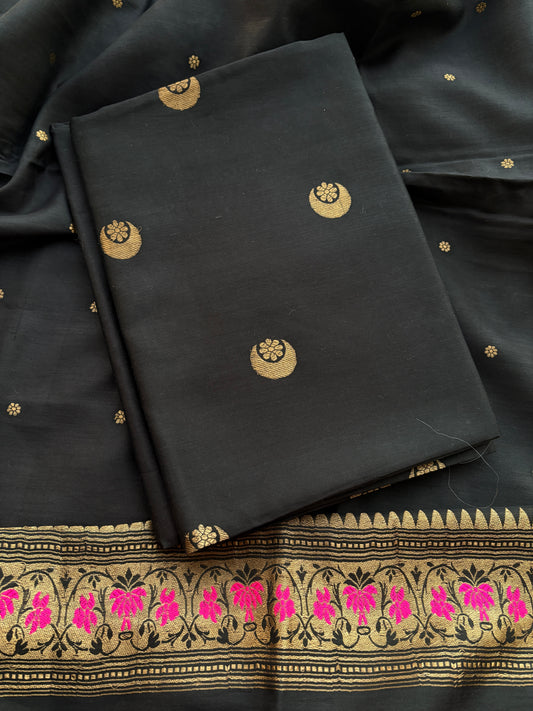 Black Chiniya silk chand tara suit set