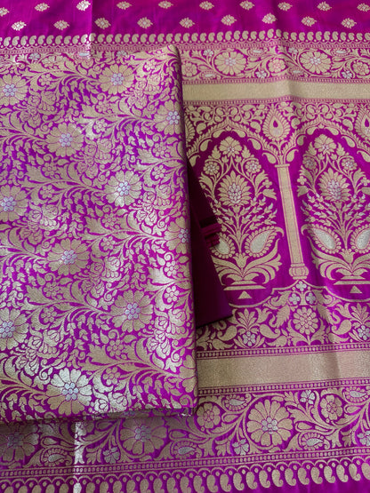 Purple magenta mashru brocade 3 piece suit