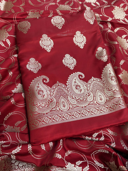 Wine mashru silk suit set