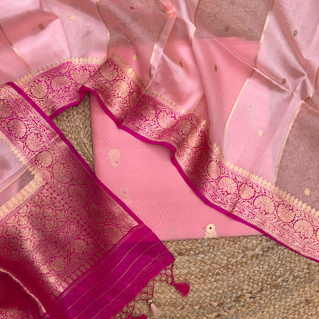 Pink kora shaded suit set