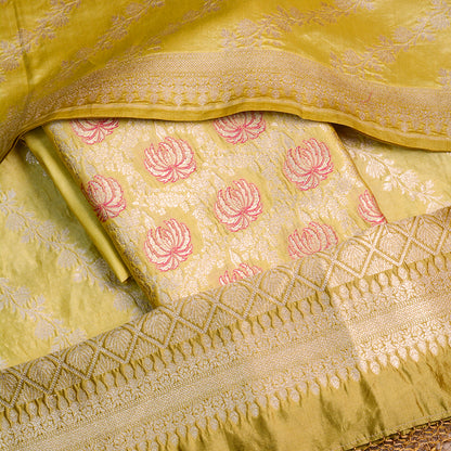 Lime green brocade silk suit set