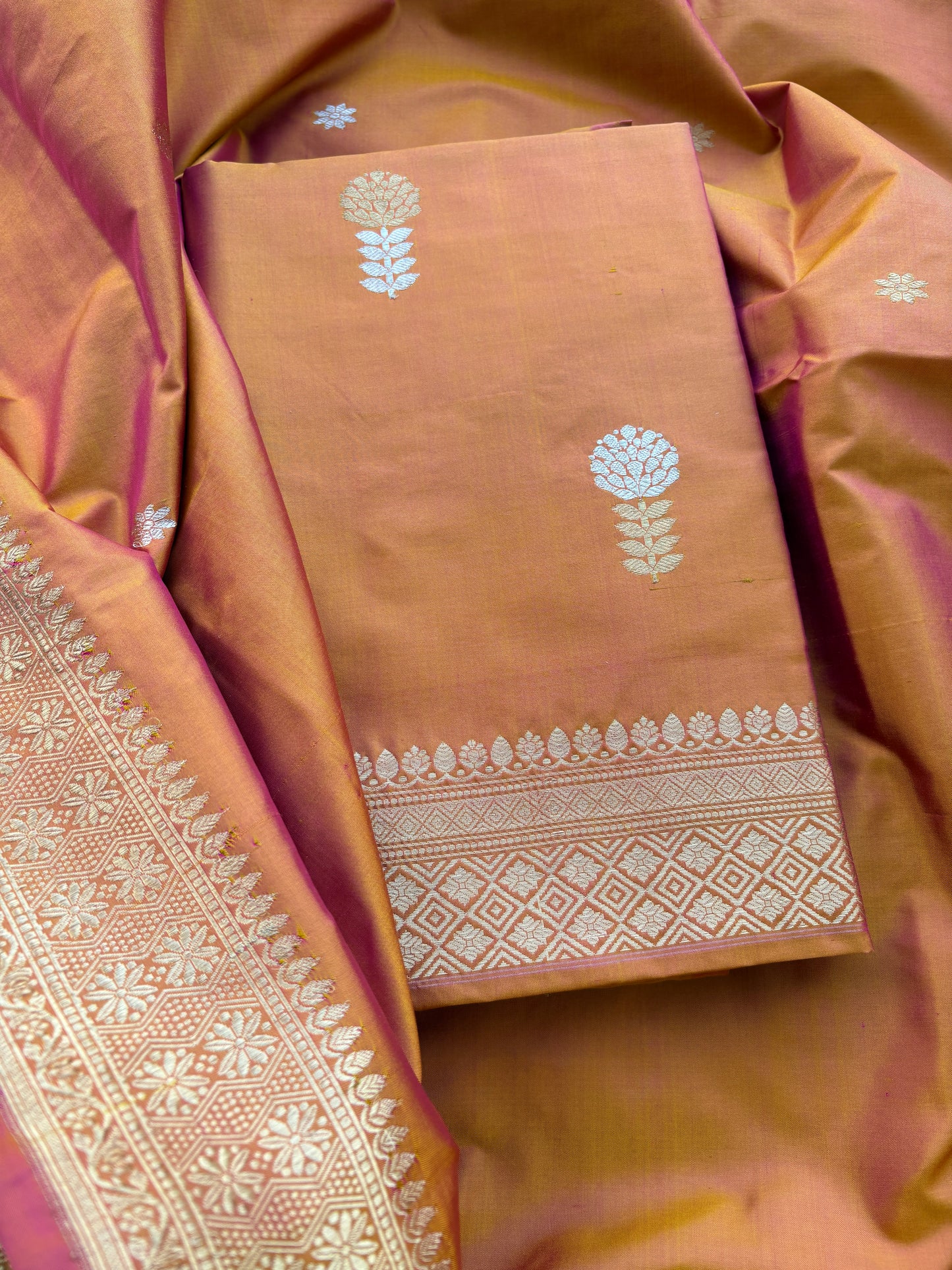 Rust katan by katan silk suit set