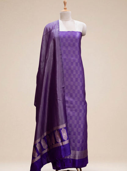 Purple brocade dupion silk suit set