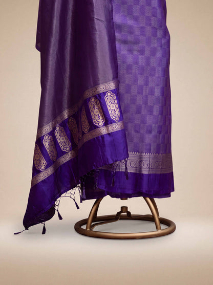Purple brocade dupion silk suit set